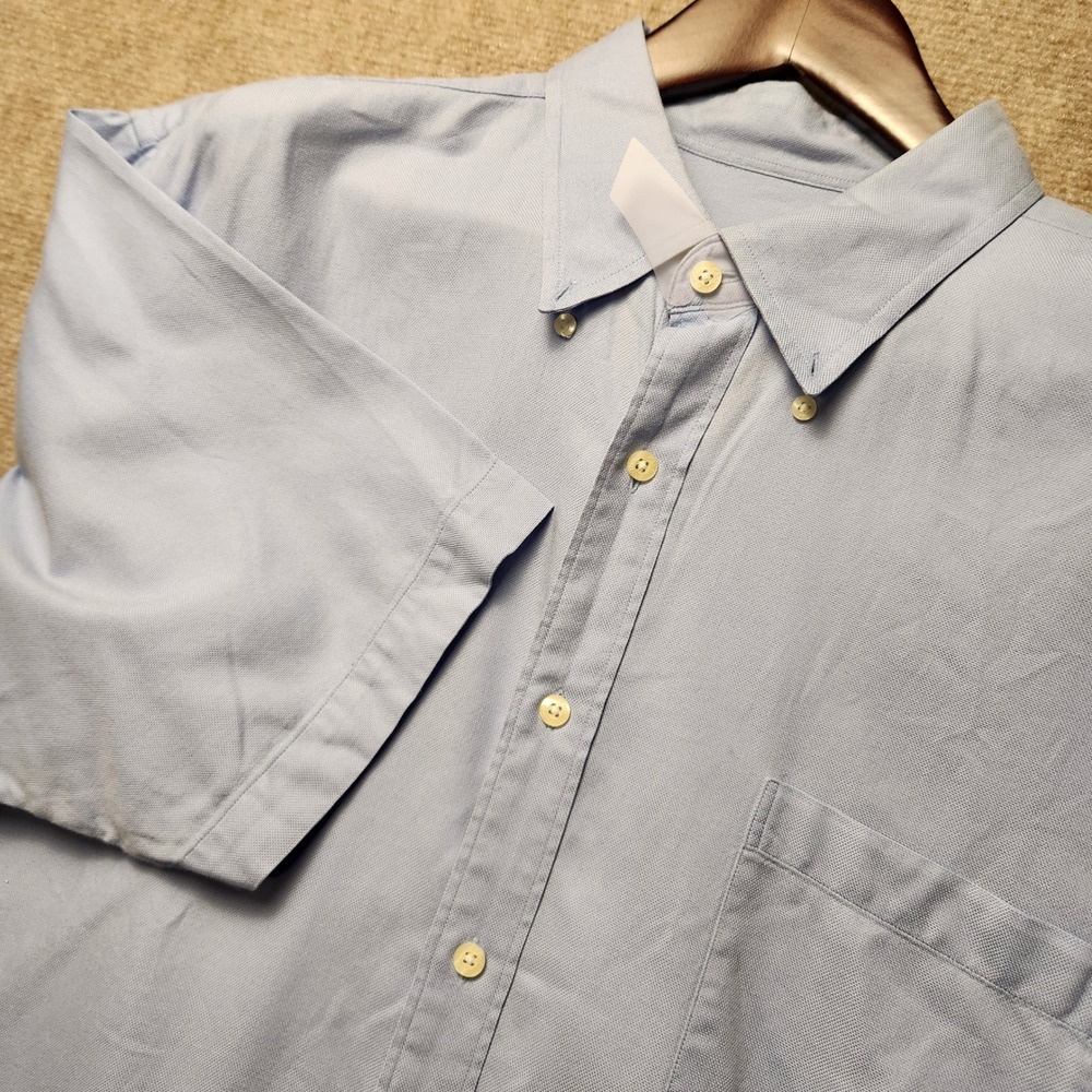Austin Reed Button Down Shirt Mens XXL Blue‎ Short Sleeve Cotton Oxford